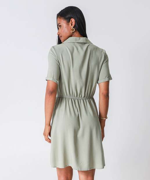 Vestido Feminino Chemise Manga Curta Marisa Verde