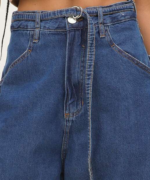 Calça Jeans Barrel Feminina Cinto Marisa