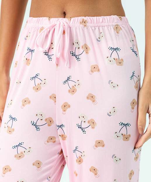 Calça Pijama Feminino Avulso Ursos Marisa Rosa