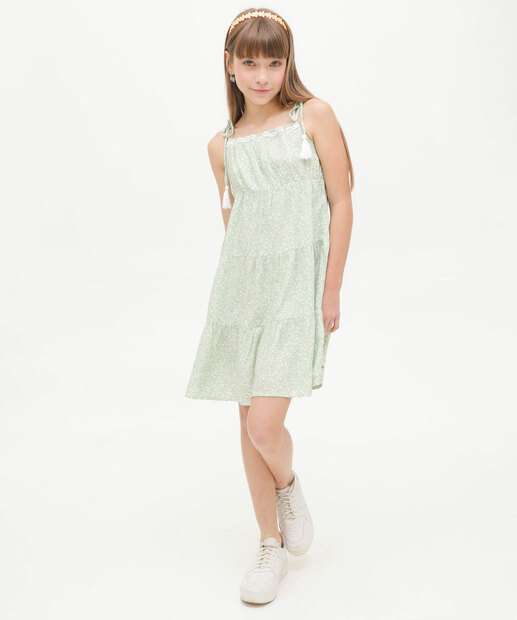 Vestido Juvenil Estampa Flores Tassel Marisa Tam 10 a 16