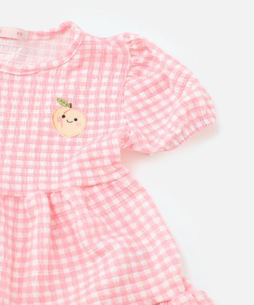 Vestido Infantil Quadriculado Marisa Tam 1 a 3 Rosa