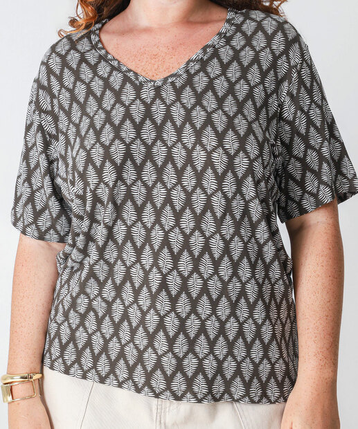 Blusa Plus Size Feminina Estampada Marisa Preto