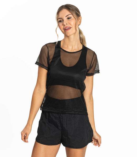 Blusa Fitness Feminina Tule FTK Preto