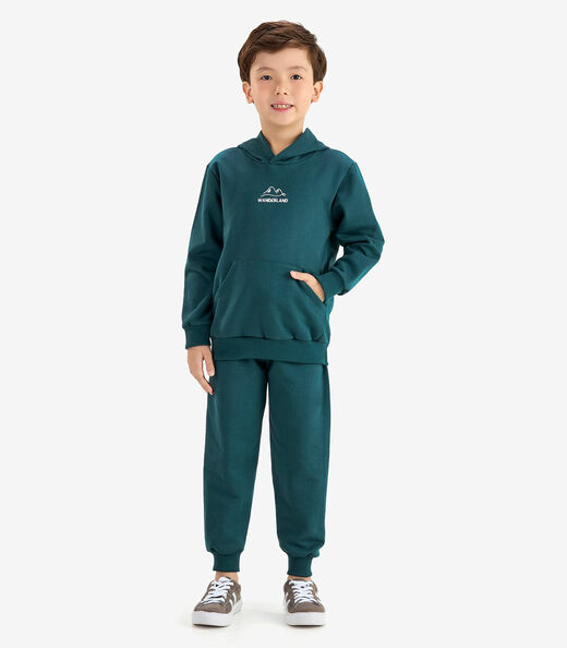 Conjunto Blusão de Capuz e Calça Moletom Rovi Kids Verde