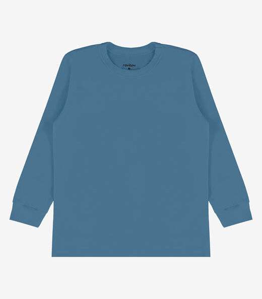 Camiseta Manga Longa Básica Rovitex Kids Azul