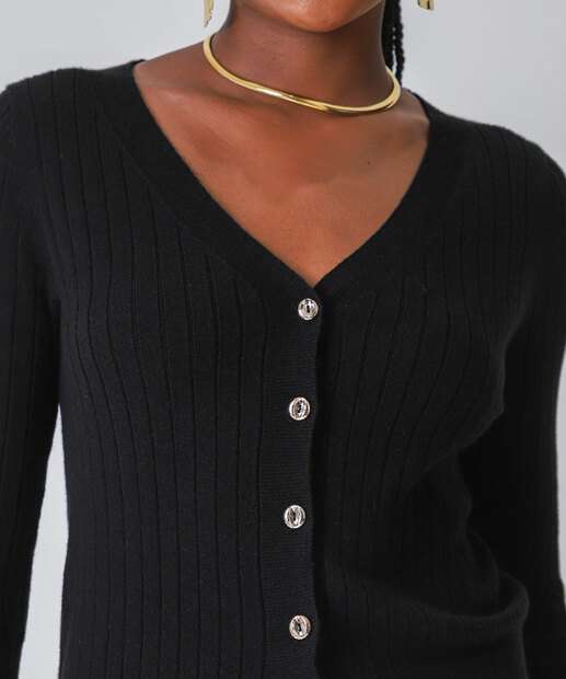 Cardigan Feminino Botões Marisa Preto