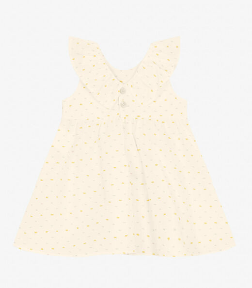 Vestido Infantil em Cotton Plumetis Trick Nick Bege