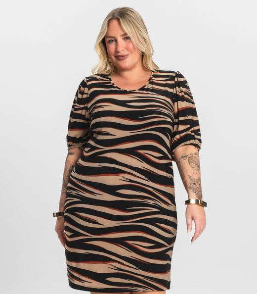 Vestido Malha Fria Plus Infinita Cor Marrom