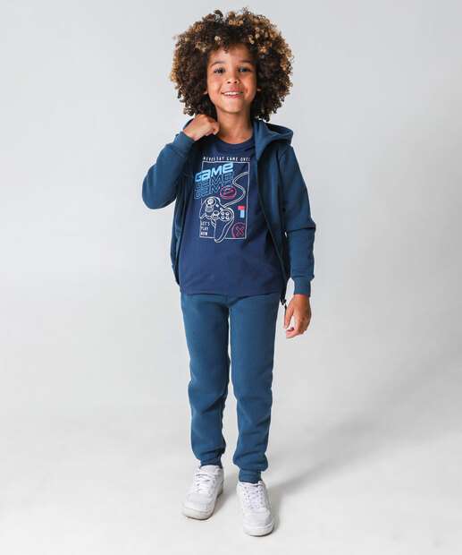 Image_Calça Infantil Jogger Moletom Marisa Tam 4 a 10 Azul