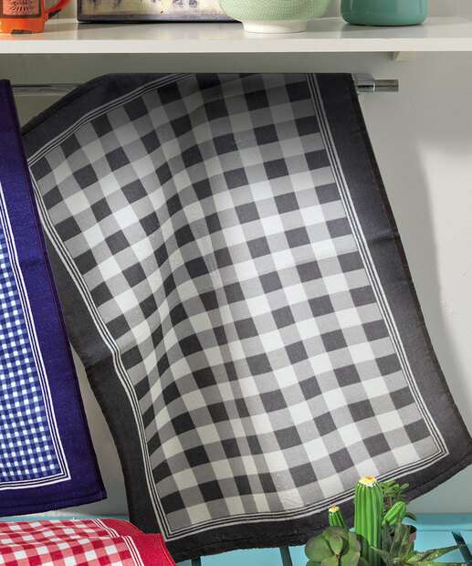 Kit Pano de Copa Felpudo Xadrez Prata Döhler 3 Peças