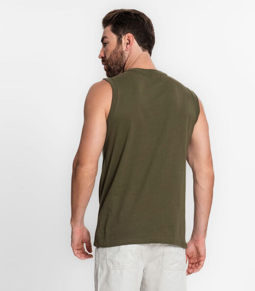 Regata Masculina Básica Meia Malha Diametro Verde