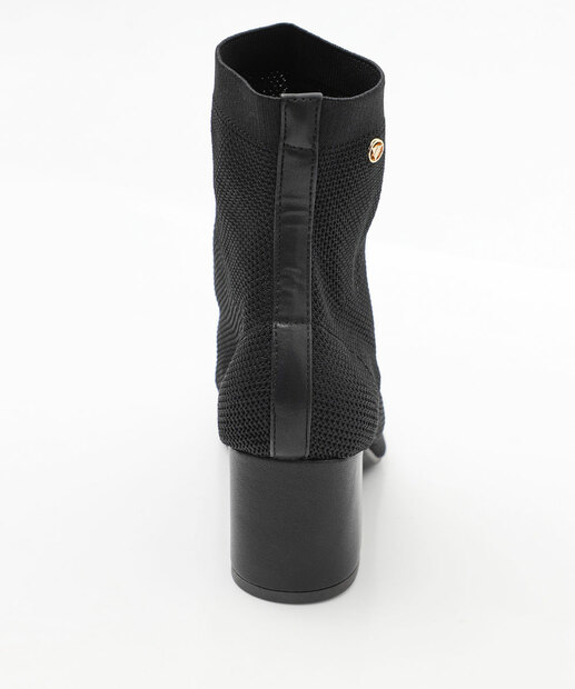 Bota Feminina Knit Cano Curto Via Uno 172061 Preto