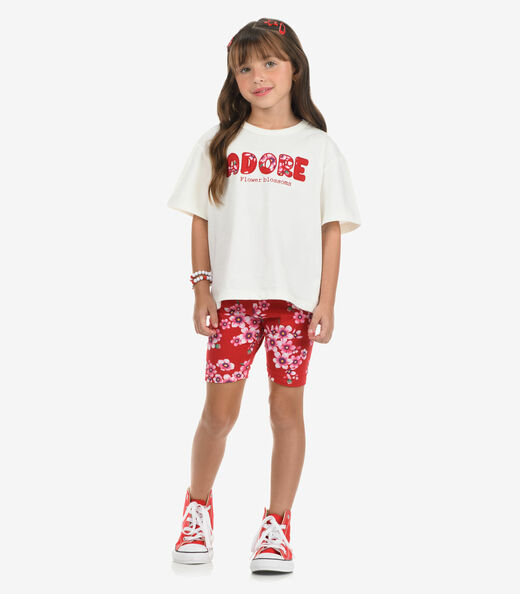 Conjunto Blusa Com Ciclista Meia Malha Rovi Kids Bege