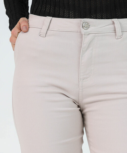 Calça Sarja Feminina Wide Leg Petit Biotipo Bege