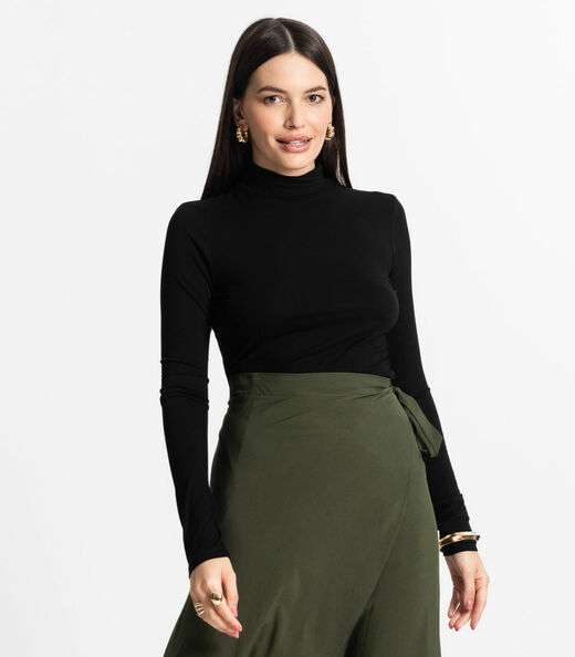 Blusa Manga Longa Básica Select Preto