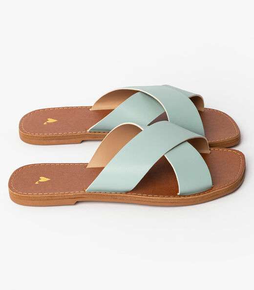 Sandália Rasteirinha Com Tiras Largas Select Azul