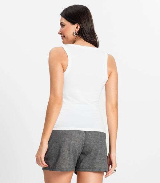 Regata Básica Feminina em Cotton Leve Rovitex Branco