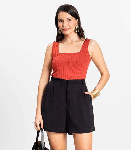 Regata Canelada Feminina Infinita Cor Laranja