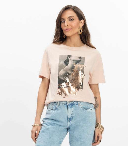 Image_T-shirt em Meia Malha Feminina Endless Baunilha