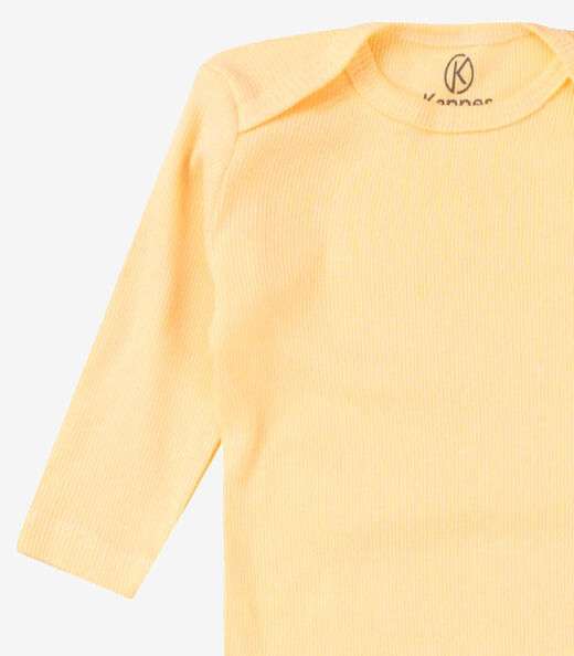 Kit 4 Body Bebê Canelado 2 Peças Kappes Amarelo