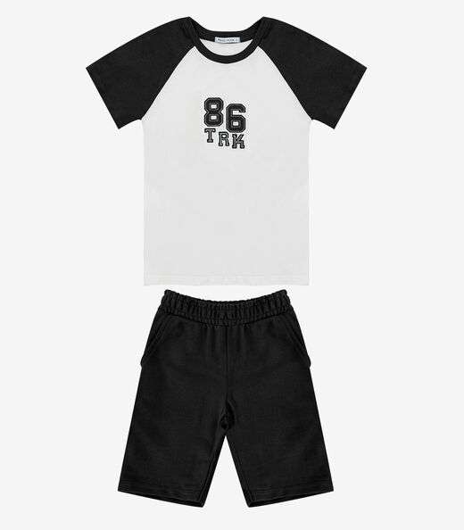 Conjunto Infantil Camiseta com Bermuda Trick Nick Preto