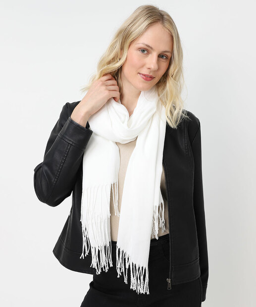 Image_Lenço Feminino Branco com Franjas Marisa Off white