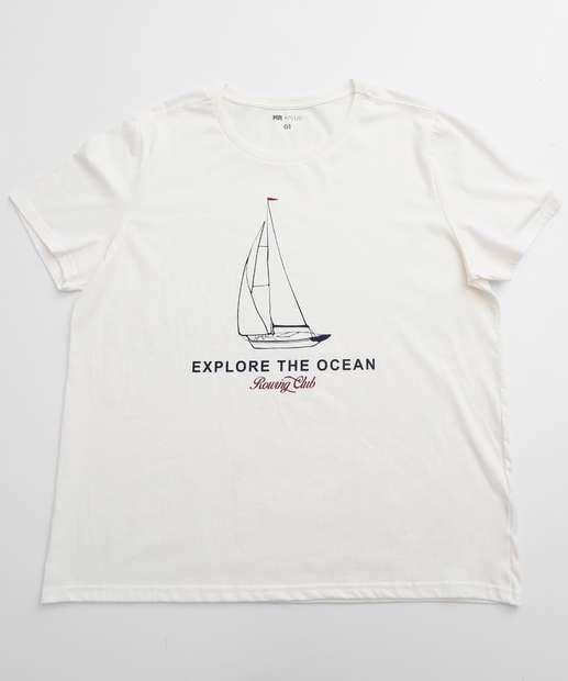 Camiseta Plus Size Masculina Estampa Frontal Manga Curta MR