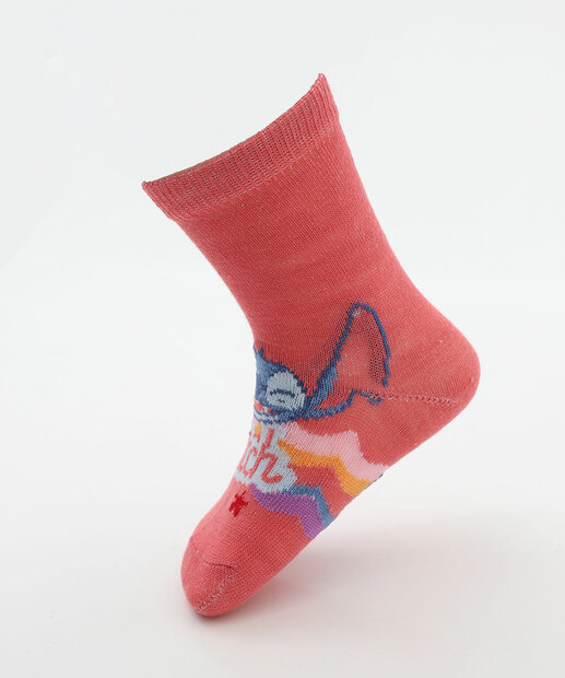 Kit 2 Meias Infantil Estampa Stitch Disney Rosa