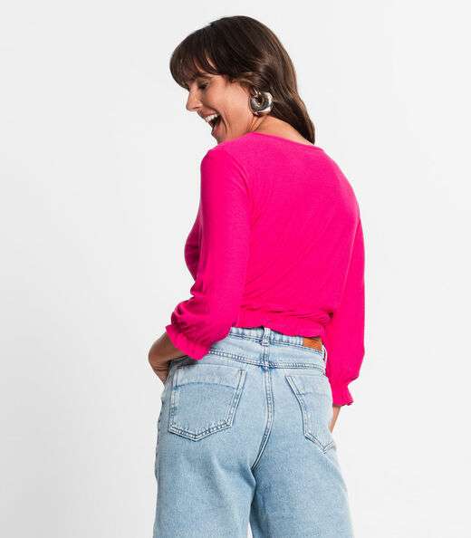 Blusa Feminina Manga 3/4 Rovitex Rosa