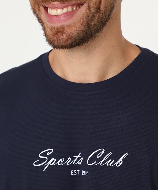 Camiseta Masculina Textura Estampada Marisa Azul