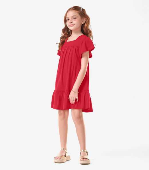 Vestido Infantil Viscose Liso Trick Nick Vermelho