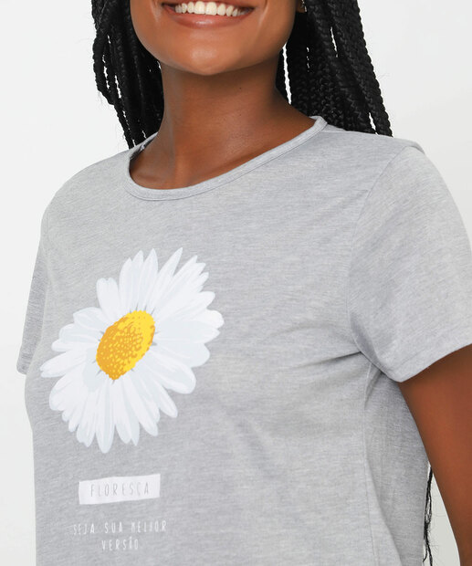Pijama Feminino Estampa Margarida Marisa Cinza