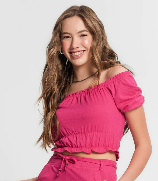 Conjunto Juvenil Feminino Blusa Com Shorts Minty Rosa