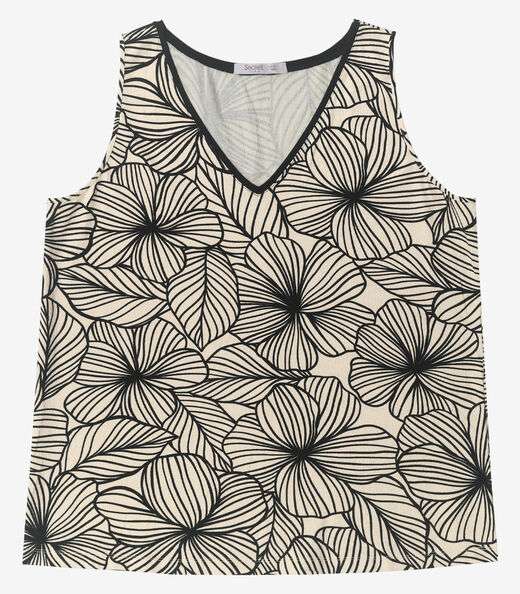 Regata em Viscose Feminina Plus Size Secret Glam Bege