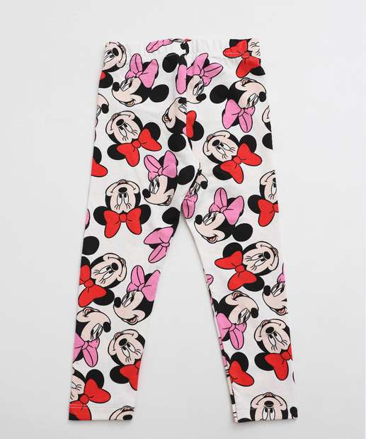 Calça Infantil Legging Minnie Tam 1 a 3 Off White