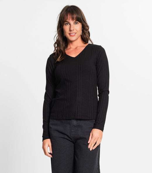 Image_Blusa Manga Longa Em Ribana Canelada Rovitex Preto