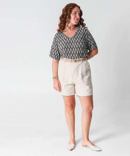 Blusa Plus Size Feminina Estampada Marisa Preto