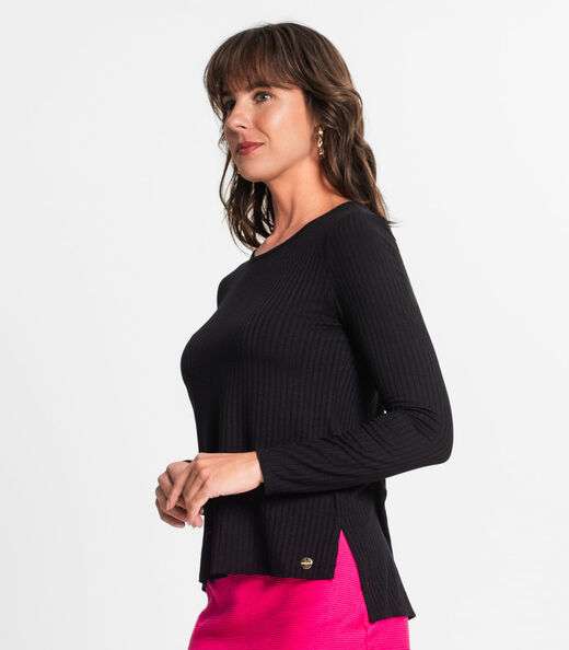 Blusa Feminina Canelada Manga Longa Endless Preto