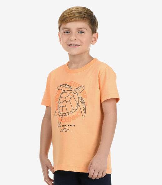 Conjunto Camiseta com Bermuda Menino Rovi Kids Laranja