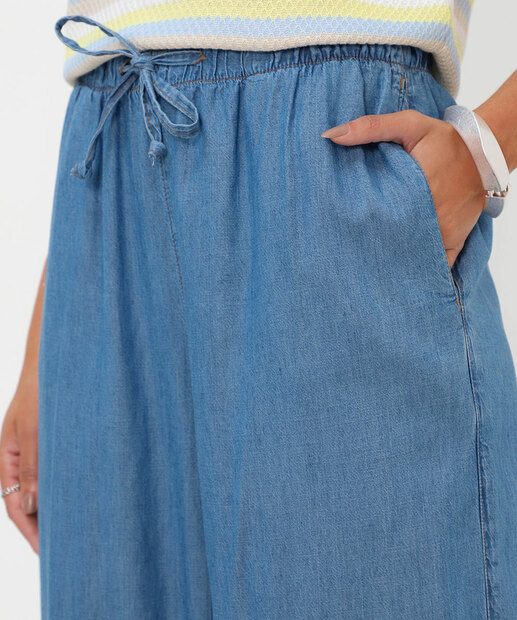 Calça Jeans Pantalona Feminina Marisa Azul