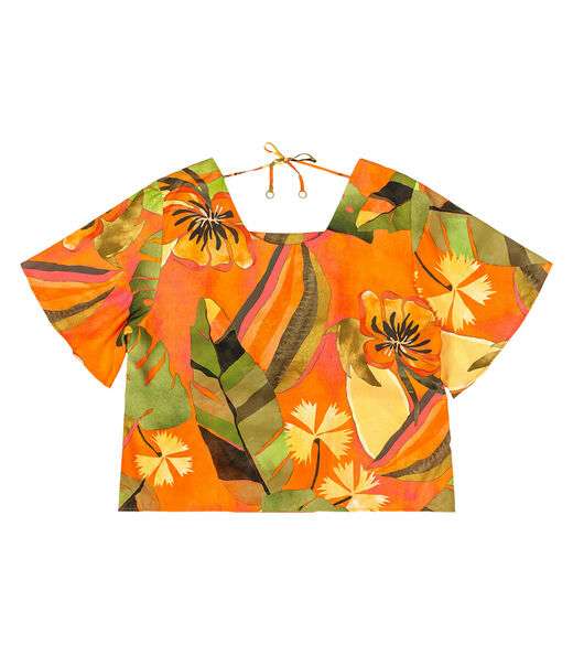 Blusa Feminina Plus Size Estampada Secret Glam Laranja