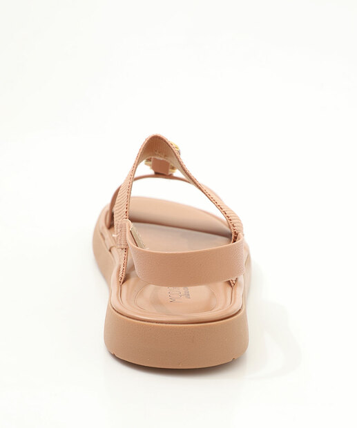 Sandália Feminina Rasteira Pedras Sintéticas Modare Bege