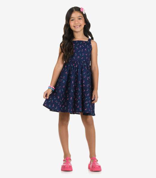 Vestido em Popeline Rovi Kids Azul