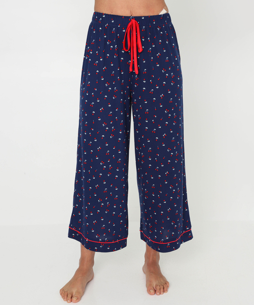 Pijama Americano Feminino Cerejas Marisa Azul