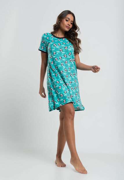 Camisola Manga Curta Panda Malha Verde Salvatore Fashion