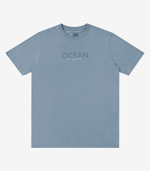 Camiseta Masculina Meia Malha Com Estampa Diametro Azul