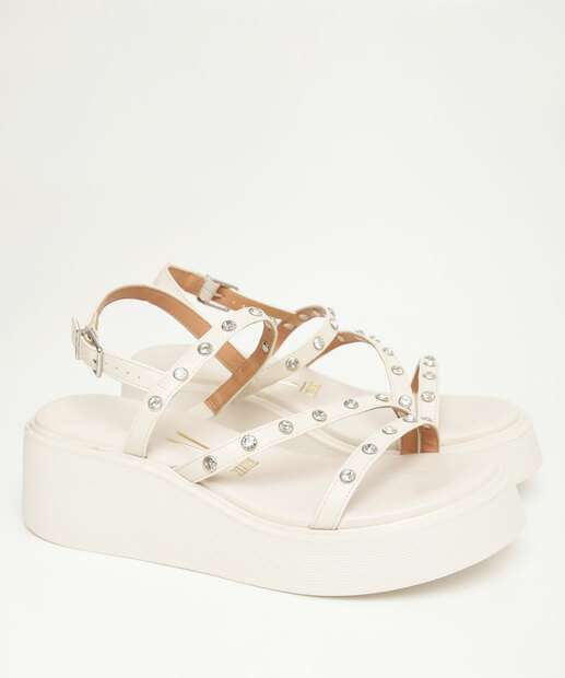Sandália Feminina Flatform Strass Vizzano 