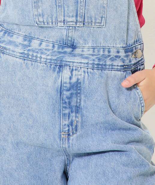 Jardineira Juvenil Jeans Bolsos Marisa Tam 10 a 16