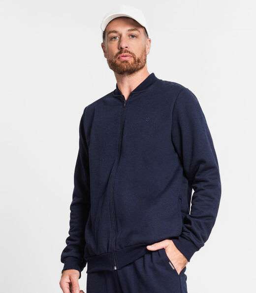 Jaqueta Plus Size Masculina Em Moletom Diametro Azul