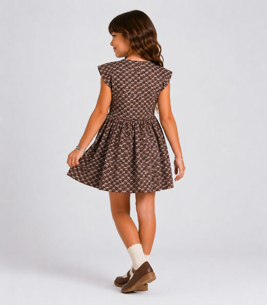 Vestido Infantil Feminino Jacquard Vegas Select Marrom